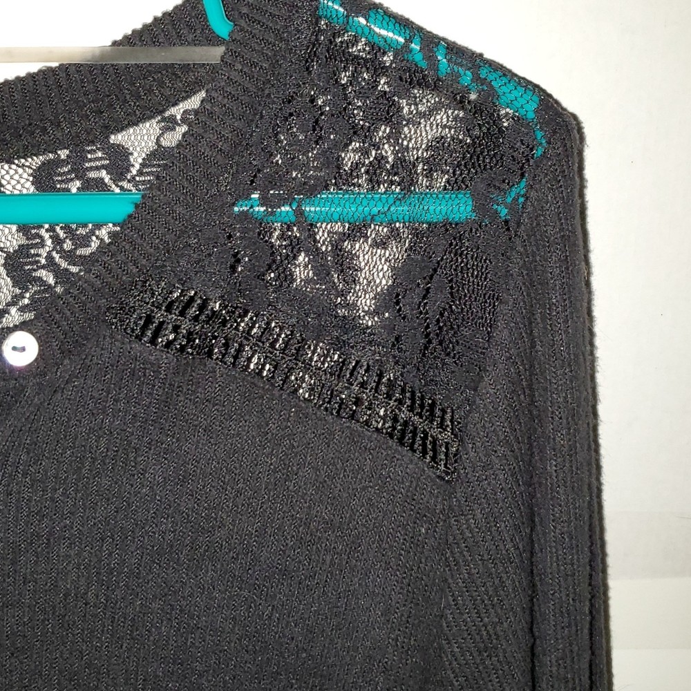Falls Creek Women's Sweater Soft Loose Fit Henley Style Lace Detail Size L - Picture 5 of 13